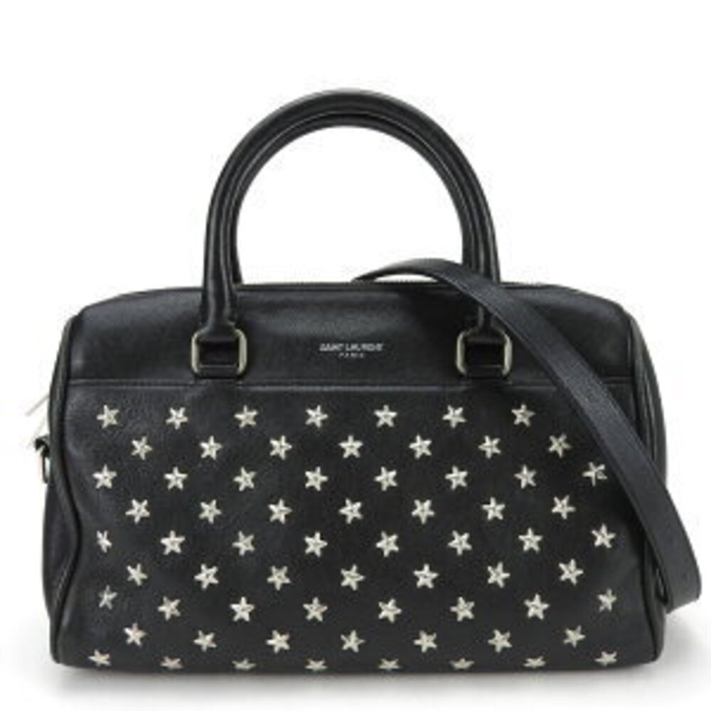 Saint Laurent Duffle Handbag Black Leather Shoulder Strap Studs - Picture 11 of 11